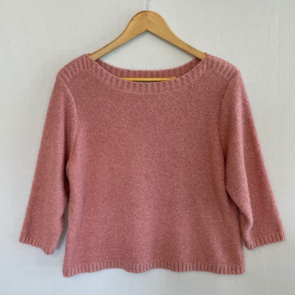 JOIE DE RENIE Women's XL Cozy Dusty Rose Boatneck Knit Sweater